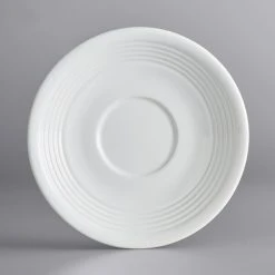 Acopa Capri 6" Coconut White Stoneware Saucer - 12/Pack