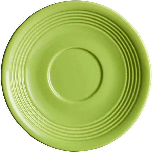 Acopa Capri 6" Bamboo Green Stoneware Saucer - 12/Pack 2 Acopa Capri 6" Bamboo Green Stoneware Saucer - 12/Pack - Image 2