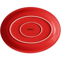 Sample - Acopa Capri 13 3/4" X 10 1/2" Passion Fruit Red Oval Stoneware Coupe Platter -Acopa Sales 2103139
