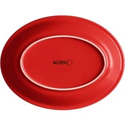 Acopa Capri 11 1/2" X 8 3/4" Passion Fruit Red Oval Stoneware Coupe Platter - 12/Case -Acopa Sales 2103308