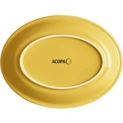 Acopa Capri 11 1/2" X 8 3/4" Citrus Yellow Oval Stoneware Coupe Platter - 12/Case -Acopa Sales 2103315