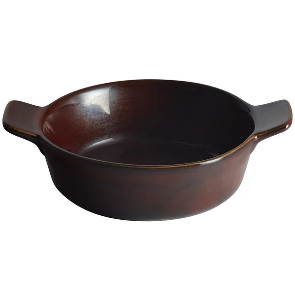 Sample - Acopa Keystone 6 Oz. Chestnut Stoneware Mini Casserole Dish With Handles 2 Sample - Acopa Keystone 6 Oz. Chestnut Stoneware Mini Casserole Dish With Handles - Image 2