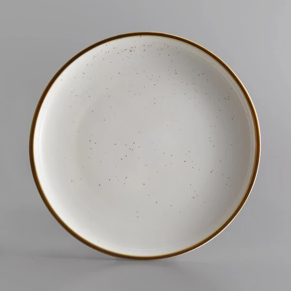 Sample - Acopa Keystone 12 1/2" Vanilla Bean Stoneware Coupe Plate 2 Sample - Acopa Keystone 12 1/2" Vanilla Bean Stoneware Coupe Plate - Image 2