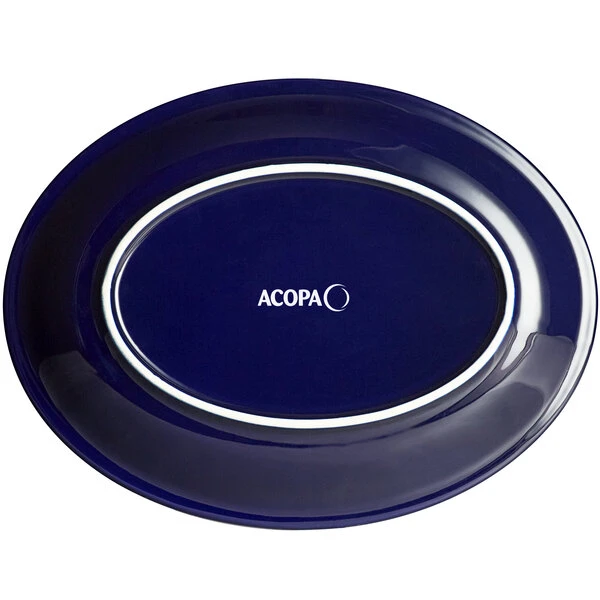 Acopa Capri 11 1/2" X 8 3/4" Deep Sea Cobalt Oval Stoneware Coupe Platter - 12/Case 3 Acopa Capri 11 1/2" X 8 3/4" Deep Sea Cobalt Oval Stoneware Coupe Platter - 12/Case - Image 3