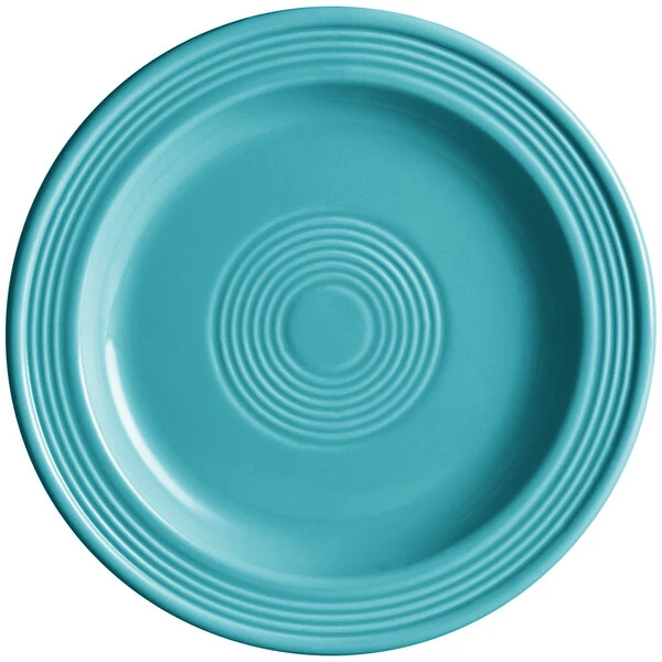 Acopa Capri 7" Caribbean Turquoise Stoneware Plate - 12/Pack 2 Acopa Capri 7" Caribbean Turquoise Stoneware Plate - 12/Pack - Image 2