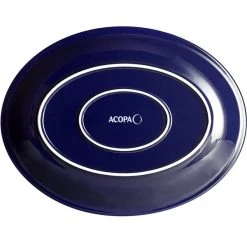 Acopa Capri 13 3/4" X 10 1/2" Deep Sea Cobalt Oval Stoneware Coupe Platter - 12/Case -Acopa Sales 2103863
