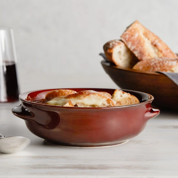 Acopa Keystone 13 Oz. Chestnut Stoneware Onion Soup Crock - 24/Case 1 Acopa Keystone 13 Oz. Chestnut Stoneware Onion Soup Crock - 24/Case