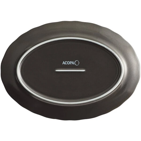 Acopa Condesa 9 3/4" X 7" Matte Finish Armor Gray Scalloped Wide Rim Porcelain Platter - 24/Case 3 Acopa Condesa 9 3/4" X 7" Matte Finish Armor Gray Scalloped Wide Rim Porcelain Platter - 24/Case - Image 3