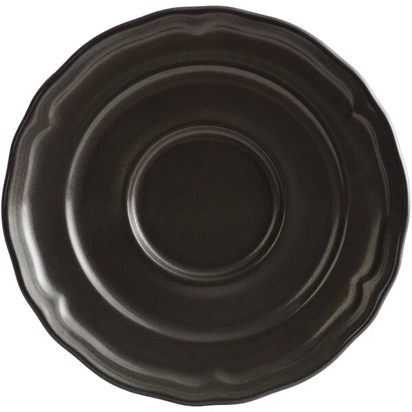 Acopa Condesa 6" Matte Finish Armor Gray Scalloped Porcelain Saucer - 36/Case 2 Acopa Condesa 6" Matte Finish Armor Gray Scalloped Porcelain Saucer - 36/Case - Image 2
