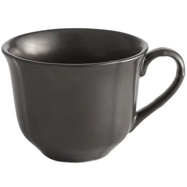 Acopa Condesa 6 Oz. Matte Finish Armor Gray Scalloped Porcelain Cup - 36/Case 2 Acopa Condesa 6 Oz. Matte Finish Armor Gray Scalloped Porcelain Cup - 36/Case - Image 2