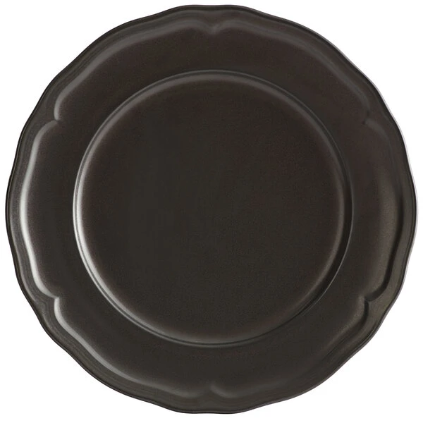 Acopa Condesa 12" Matte Finish Armor Gray Scalloped Wide Rim Porcelain Plate - 12/Case 2 Acopa Condesa 12" Matte Finish Armor Gray Scalloped Wide Rim Porcelain Plate - 12/Case - Image 2