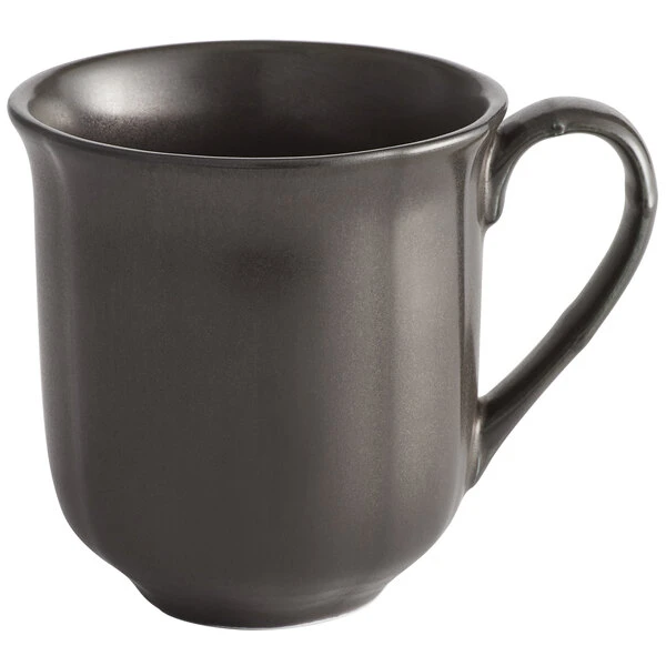 Acopa Condesa 12 Oz. Matte Finish Armor Gray Scalloped Porcelain Mug - 36/Case 2 Acopa Condesa 12 Oz. Matte Finish Armor Gray Scalloped Porcelain Mug - 36/Case - Image 2