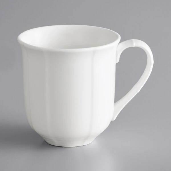 Acopa Condesa 12 Oz. Pearl White Scalloped Porcelain Mug - 36/Case 2 Acopa Condesa 12 Oz. Pearl White Scalloped Porcelain Mug - 36/Case - Image 2