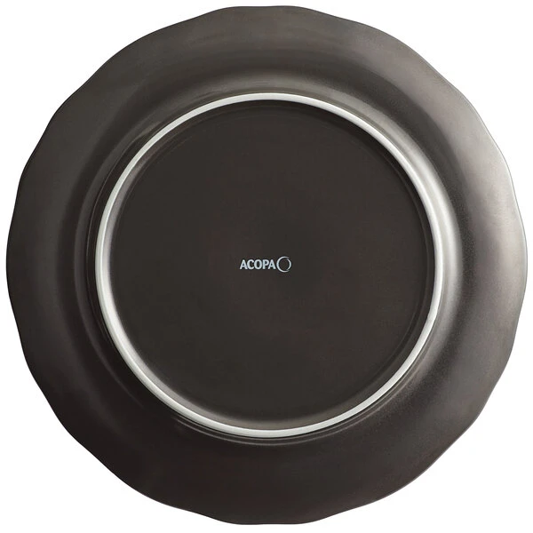 Acopa Condesa 12" Matte Finish Armor Gray Scalloped Wide Rim Porcelain Plate - 12/Case 3 Acopa Condesa 12" Matte Finish Armor Gray Scalloped Wide Rim Porcelain Plate - 12/Case - Image 3