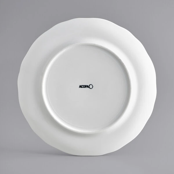 Acopa Condesa 12" Pearl White Scalloped Wide Rim Porcelain Plate - 12/Case 3 Acopa Condesa 12" Pearl White Scalloped Wide Rim Porcelain Plate - 12/Case - Image 3