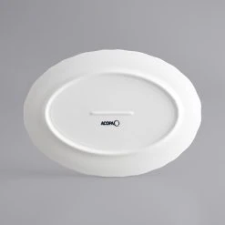 Acopa Condesa 11 1/2" X 8 1/4" Pearl White Scalloped Wide Rim Porcelain Platter - 12/Case -Acopa Sales 2113833