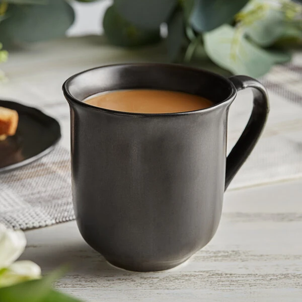 Acopa Condesa 12 Oz. Matte Finish Armor Gray Scalloped Porcelain Mug - 36/Case 1 Acopa Condesa 12 Oz. Matte Finish Armor Gray Scalloped Porcelain Mug - 36/Case