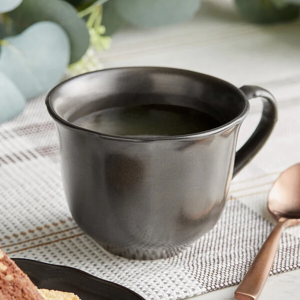 Acopa Condesa 6 Oz. Matte Finish Armor Gray Scalloped Porcelain Cup - 36/Case 1 Acopa Condesa 6 Oz. Matte Finish Armor Gray Scalloped Porcelain Cup - 36/Case