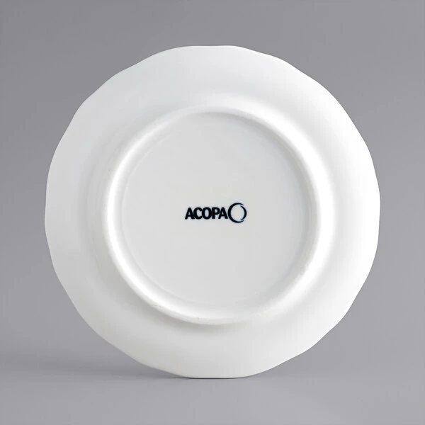 Acopa Condesa 6 1/2" Pearl White Scalloped Wide Rim Porcelain Plate - 36/Case 3 Acopa Condesa 6 1/2" Pearl White Scalloped Wide Rim Porcelain Plate - 36/Case - Image 3