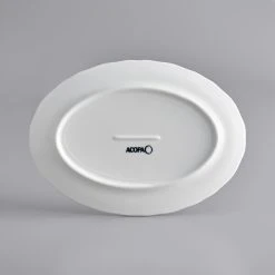 Acopa Condesa 9 3/4" X 7" Pearl White Scalloped Wide Rim Porcelain Platter - 24/Case 7 Acopa Condesa 9 3/4" X 7" Pearl White Scalloped Wide Rim Porcelain Platter - 24/Case -Acopa Sales 2114828