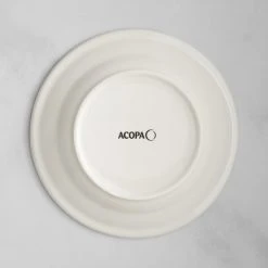 Acopa 7 1/8" Ivory (American White) Stoneware Wide Rim Plate With Green Bands - 36/Case 6 Acopa 7 1/8" Ivory (American White) Stoneware Wide Rim Plate With Green Bands - 36/Case -Acopa Sales 2131321