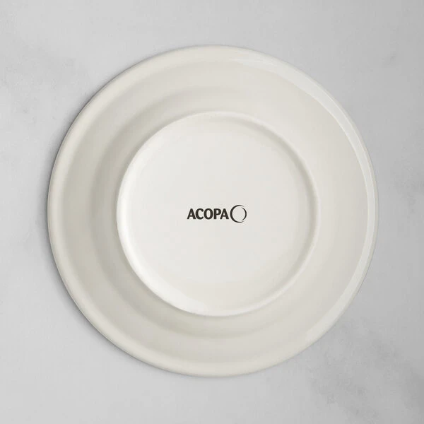 Acopa 7 1/8" Ivory (American White) Stoneware Wide Rim Plate With Green Bands - 36/Case 3 Acopa 7 1/8" Ivory (American White) Stoneware Wide Rim Plate With Green Bands - 36/Case - Image 3