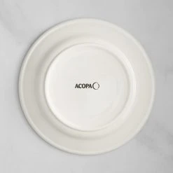 Acopa 9" Ivory (American White) Stoneware Wide Rim Plate With Green Bands - 24/Case 6 Acopa 9" Ivory (American White) Stoneware Wide Rim Plate With Green Bands - 24/Case -Acopa Sales 2131330
