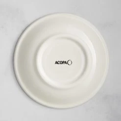 Acopa 6" Ivory (American White) Stoneware Saucer With Blue Bands - 36/Case 6 Acopa 6" Ivory (American White) Stoneware Saucer With Blue Bands - 36/Case -Acopa Sales 2131338