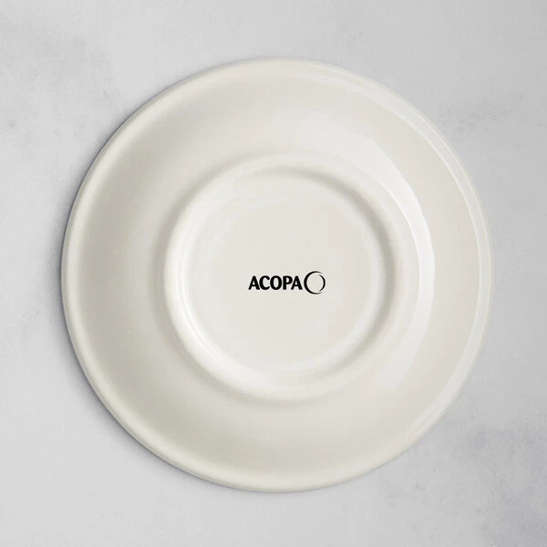 Acopa 6" Ivory (American White) Stoneware Saucer With Blue Bands - 36/Case 3 Acopa 6" Ivory (American White) Stoneware Saucer With Blue Bands - 36/Case - Image 3