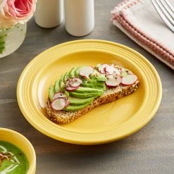 Acopa Capri 7" Citrus Yellow Stoneware Plate - 12/Pack