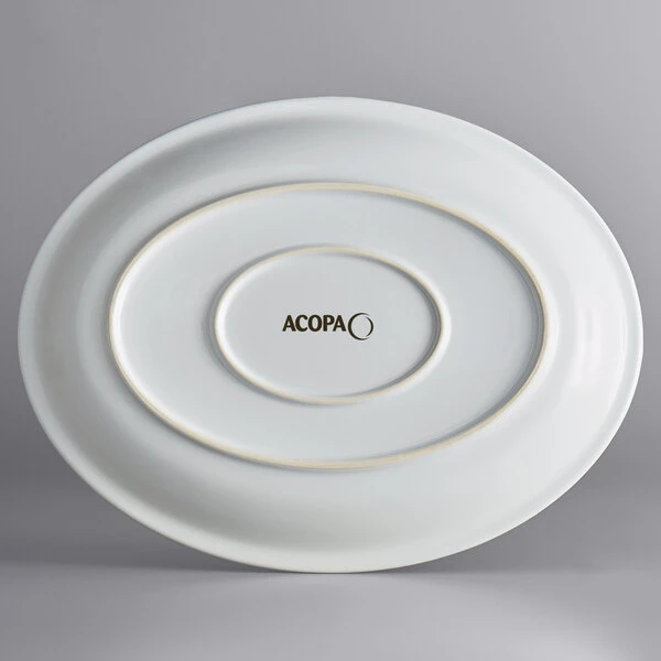 Sample - Acopa Capri 13 3/4" X 10 1/2" Coconut White Oval Stoneware Coupe Platter 3 Sample - Acopa Capri 13 3/4" X 10 1/2" Coconut White Oval Stoneware Coupe Platter - Image 3