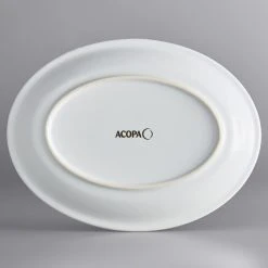 Sample - Acopa Capri 11 1/2" X 8 3/4" Coconut White Oval Stoneware Coupe Platter -Acopa Sales 2135951