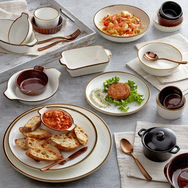 Acopa Keystone 18 Oz. Vanilla Bean Stoneware Oval Baker / Casserole Dish - 24/Case 4 Acopa Keystone 18 Oz. Vanilla Bean Stoneware Oval Baker / Casserole Dish - 24/Case - Image 4