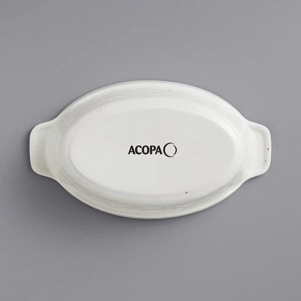 Acopa Keystone 18 Oz. Vanilla Bean Stoneware Oval Baker / Casserole Dish - 24/Case 3 Acopa Keystone 18 Oz. Vanilla Bean Stoneware Oval Baker / Casserole Dish - 24/Case - Image 3