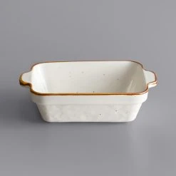 Alternative view of Acopa Keystone 15 Oz. Vanilla Bean Stoneware Rectangular Baker / Casserole Dish - 16/Case