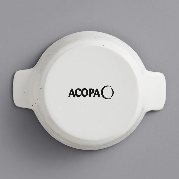Acopa Keystone 6 Oz. Vanilla Bean Stoneware Mini Casserole Dish With Handles - 6/Case 3 Acopa Keystone 6 Oz. Vanilla Bean Stoneware Mini Casserole Dish With Handles - 6/Case - Image 3