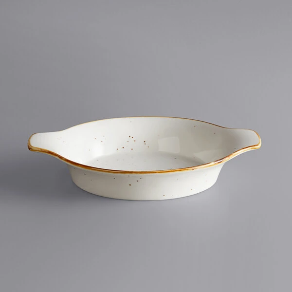 Acopa Keystone 13 Oz. Vanilla Bean Stoneware Shirred Egg Casserole Dish - 6/Case 2 Acopa Keystone 13 Oz. Vanilla Bean Stoneware Shirred Egg Casserole Dish - 6/Case - Image 2