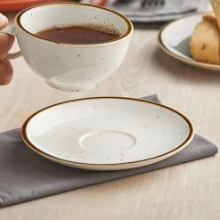 Sample - Acopa Keystone 6 1/2" Vanilla Bean Stoneware Saucer