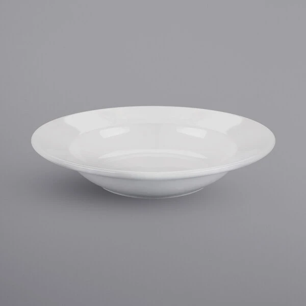 Acopa 16 Oz. Bright White Wide Rim Rolled Edge Rim Stoneware Soup And Pasta Bowl - 12/Case 2 Acopa 16 Oz. Bright White Wide Rim Rolled Edge Rim Stoneware Soup And Pasta Bowl - 12/Case - Image 2