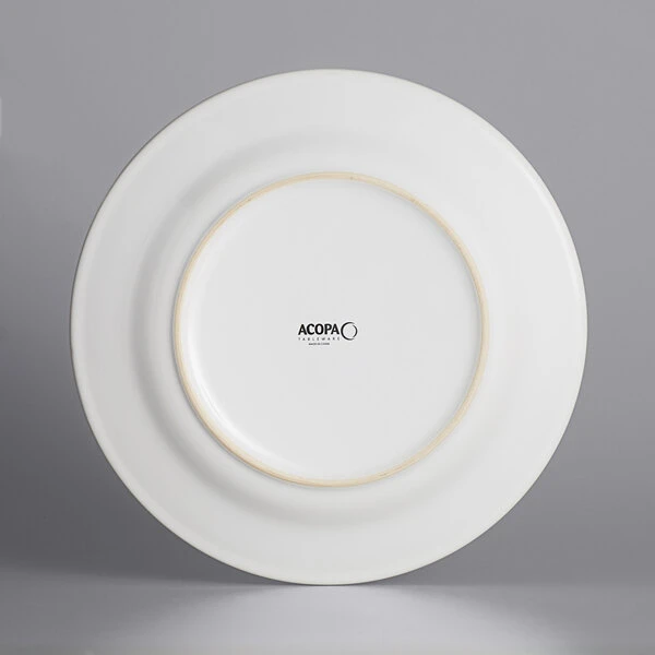 Acopa 12" Bright White Wide Rim Rolled Edge Stoneware Plate - 12/Case 3 Acopa 12" Bright White Wide Rim Rolled Edge Stoneware Plate - 12/Case - Image 3