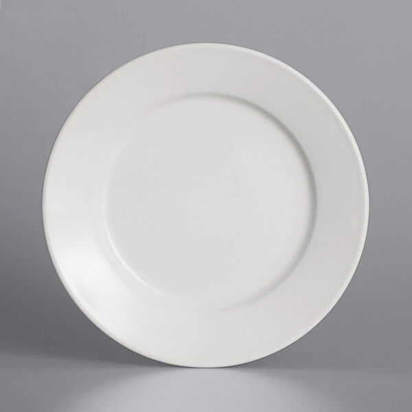 Acopa 8 1/4" Bright White Wide Rim Rolled Edge Stoneware Plate - 36/Case 2 Acopa 8 1/4" Bright White Wide Rim Rolled Edge Stoneware Plate - 36/Case - Image 2