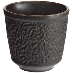 Alternative view of Acopa Heika 12 Oz. Black Matte Textured Stoneware Mug - 12/Case