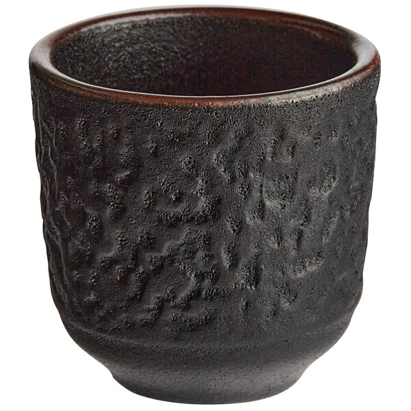Acopa Heika 1.5 Oz. Black Matte Textured Stoneware Sake Cup - 24/Case 2 Acopa Heika 1.5 Oz. Black Matte Textured Stoneware Sake Cup - 24/Case - Image 2