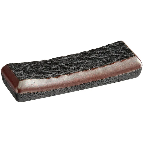 Acopa Heika Black Matte Textured Stoneware Chopstick Rest 2 Acopa Heika Black Matte Textured Stoneware Chopstick Rest - Image 2