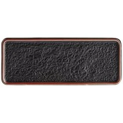 Alternative view of Acopa Heika 11 7/16" X 4 1/2" Black Matte Textured Rectangular Flat Stoneware Plate - 12/Case