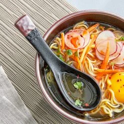 Acopa Heika 5 5/8" Black Matte Stoneware Soup Spoon