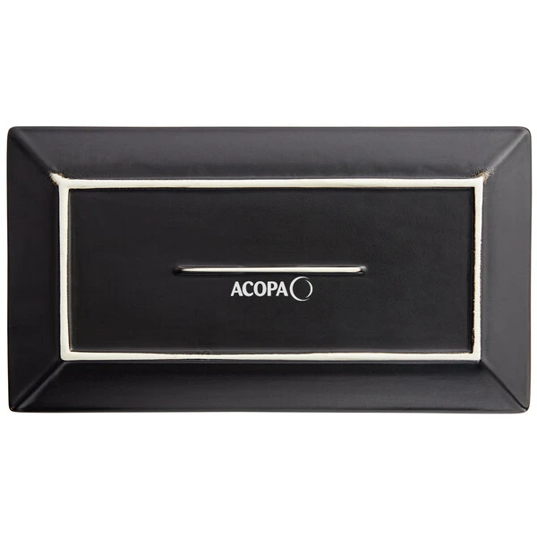 Acopa 13" X 7 1/4" Matte Black Rectangular Stoneware Platter - 12/Case 3 Acopa 13" X 7 1/4" Matte Black Rectangular Stoneware Platter - 12/Case - Image 3