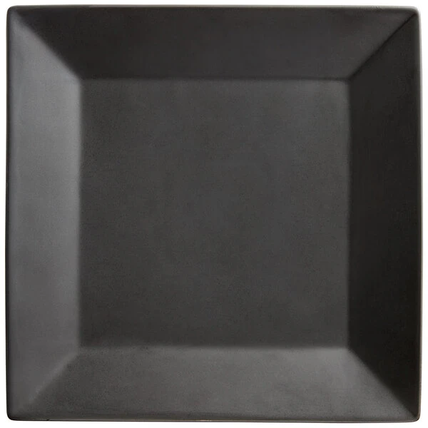 Acopa 10" Matte Black Square Stoneware Plate - 12/Case 2 Acopa 10" Matte Black Square Stoneware Plate - 12/Case - Image 2