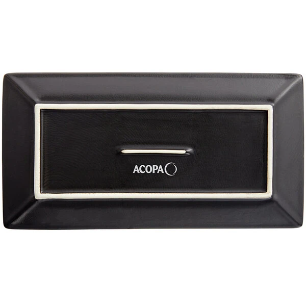 Acopa 8 1/2" X 4 1/2" Matte Black Rectangular Stoneware Platter - 24/Case 3 Acopa 8 1/2" X 4 1/2" Matte Black Rectangular Stoneware Platter - 24/Case - Image 3