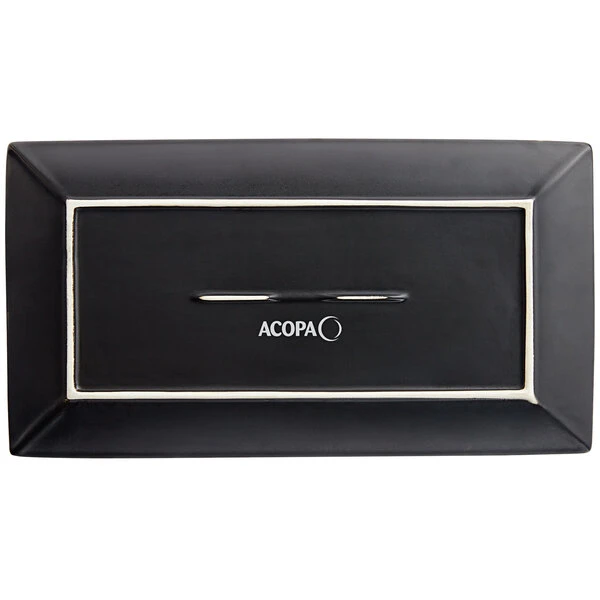 Acopa 14 1/2" X 8 1/4" Matte Black Rectangular Stoneware Platter - 12/Case 3 Acopa 14 1/2" X 8 1/4" Matte Black Rectangular Stoneware Platter - 12/Case - Image 3